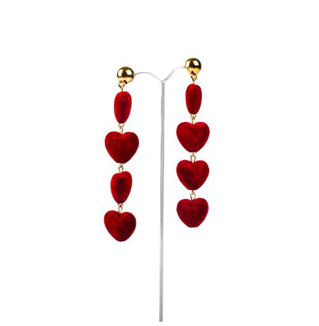 Серьги Сердечки бархатные