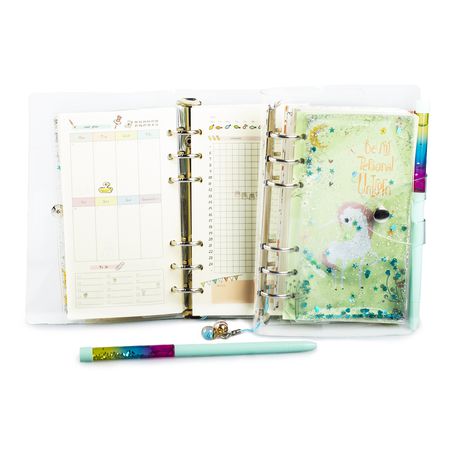 Блокнот Единорог в блестках с ручкой