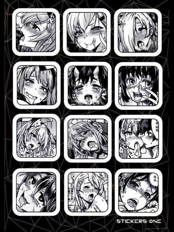 Набор стикеров Аниме Ахегао (Anime Ahegao)
