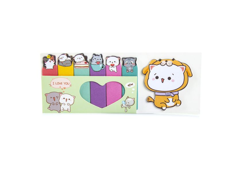 Клейкие стикеры Котики - В костюме собаки (закладки), набор, зеленый