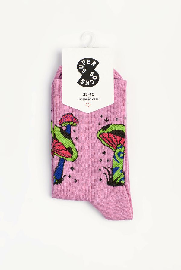 Носки SUPER SOCKS Грибы паттерн сиреневый (размер 35-40) изображение 2