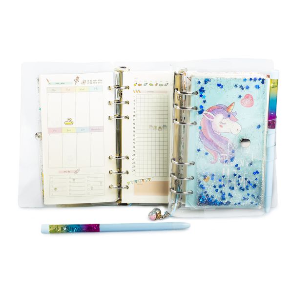 Блокнот Единорог в блестках с ручкой