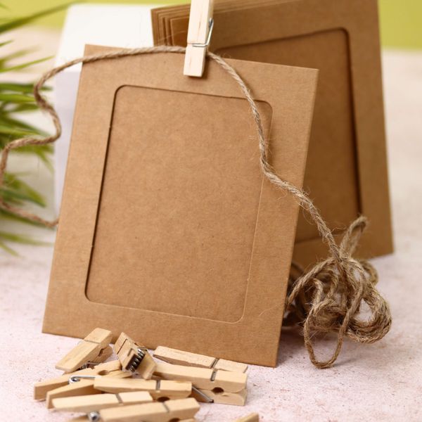 Крафтовые фоторамки Classic крафт с прищепками 9.5 х 11.5 см изображение 2