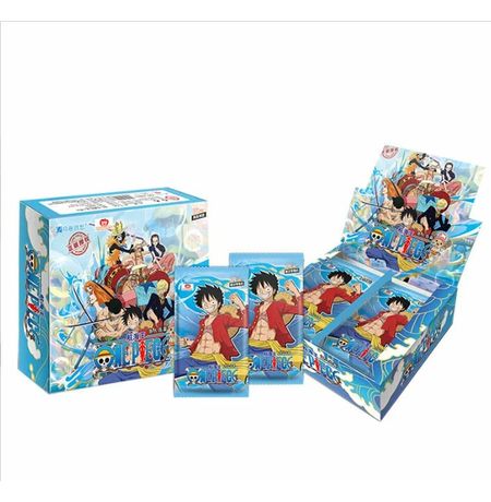 Коллекционные карточки One Piece Тир 1 - 4 штуки в бустере (Большой Куш) Синий бокс с Мугиварами