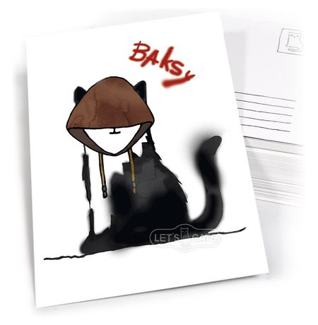 Почтовая открытка Кот - Бакси Let's Cat