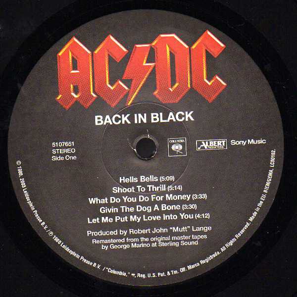 Виниловая пластинка AC/DC – Back In Black (RE, RM) изображение 3