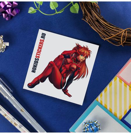 Наклейка Евангелион - Аска в комбинезоне (Asuka), стикер NKS card