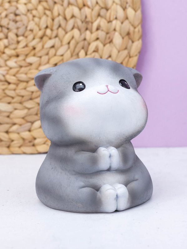 Копилка Серый кот сложил лапки, пластик