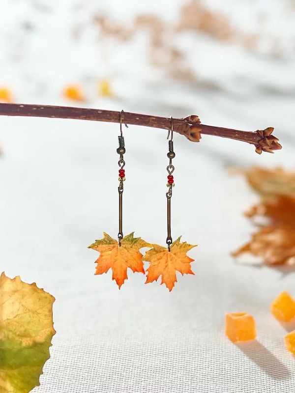 Серьги Кленовый лист изображение 5
