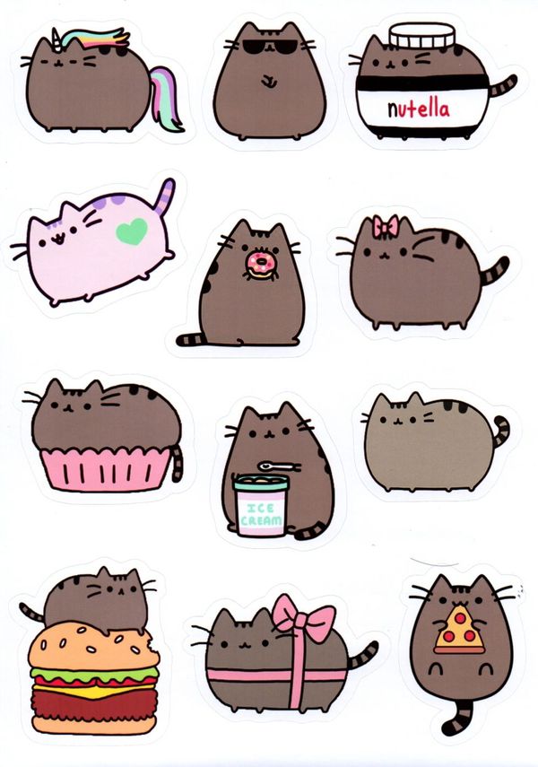 Набор стикеров Кот Пушин (Pusheen Cat)