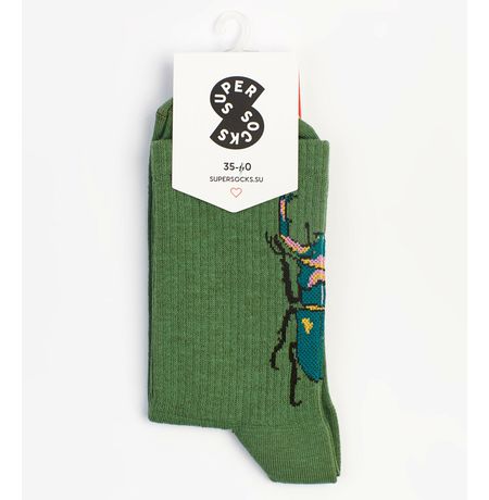 Носки SUPER SOCKS Скарабей, оливковый (размер 35-40) изображение 2