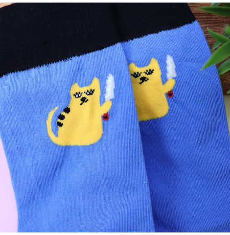 Носки Кот с ножом, голубые (размер 35-45) изображение 3