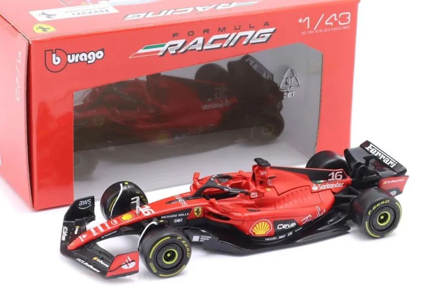 Коллекционная металлическая (Die Cast) модель Bburago Formula1 - Ferrari SF23 #16 Шарль Леклер, 1:43 изображение 2