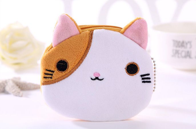Кошелек Кошачья Мордочка белая с рыжим (плюшевый) 11х9 см