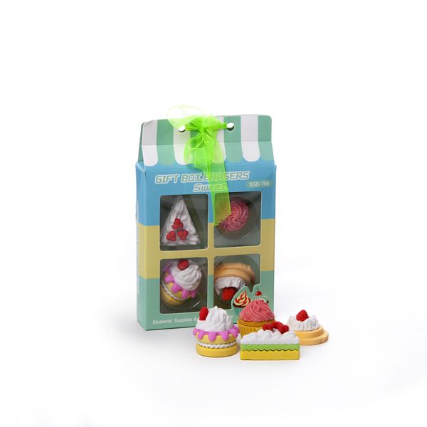Ластики Еда: Пироженки в подарочной коробке