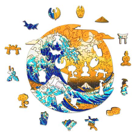 Пазл Большая волна в Канагаве, деревянные WOODZLE изображение 3