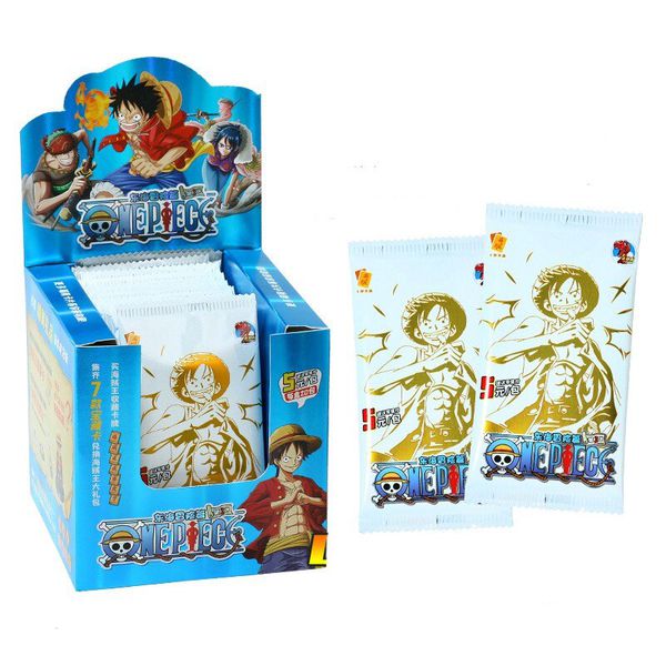 Коллекционные карточки One Piece Tier 3 - 5 штук в бустере (Большой Куш) синий бокс