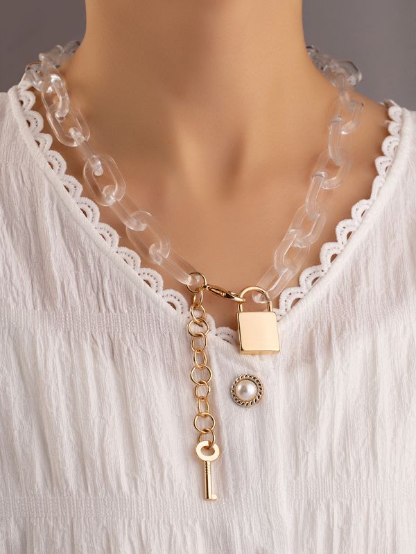 Цепь Замок и ключ, прозрачная