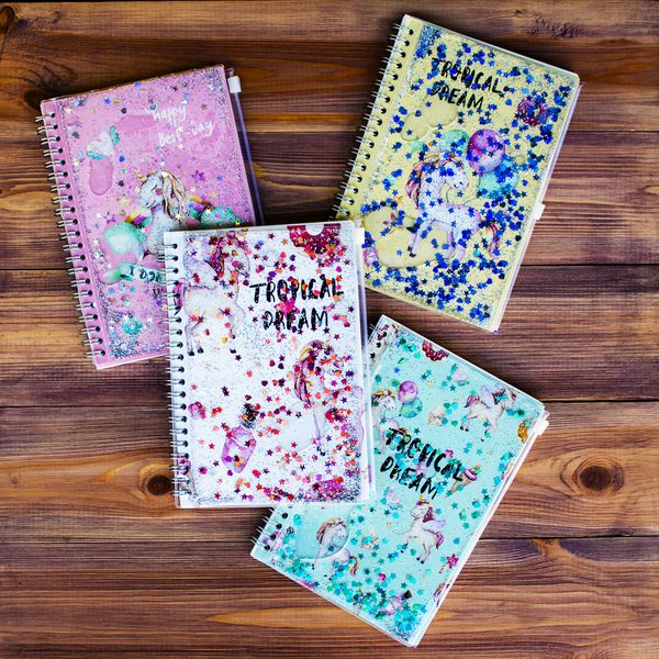 Блокнот Единорог в блестках на пружине изображение 2